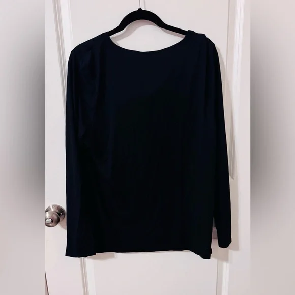 Talbots Elegant Black Drape Neck Blouse - Picture 5 of 5